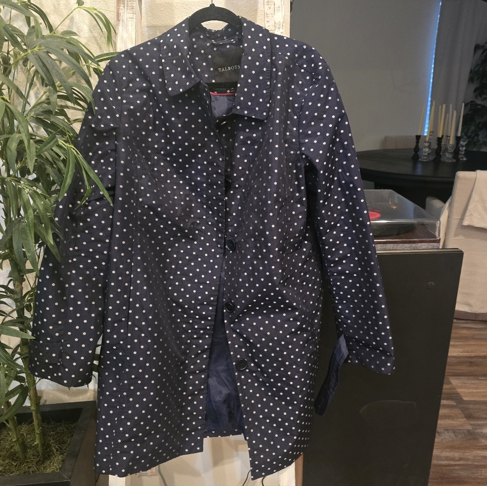 Talbots Polka Dot Navy Jacket Size 18